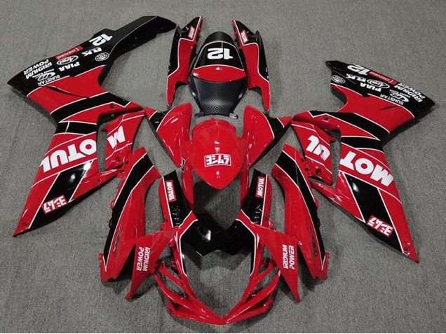 Rojo Brillante & Negro Motul 11-24 Suzuki GSXR 600-750 Carenado Rojo Brillante & Negro Motul 11-24 Suzuki GSXR 600-750 Carenado