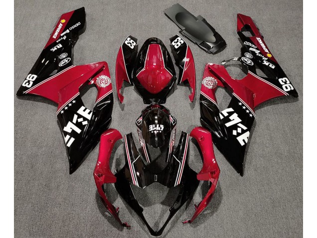 Rojo Brillante & Negro Personalizado 05-06 Suzuki GSXR 1000 Carenado Rojo Brillante & Negro Personalizado 05-06 Suzuki GSXR 1000 Carenado