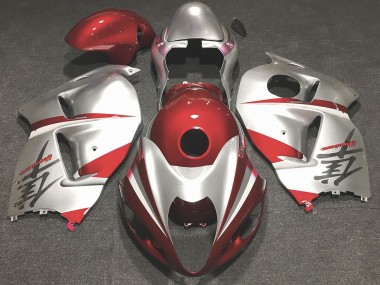 Rojo Brillante & Plata 97-07 Suzuki GSXR 1300 Carenado