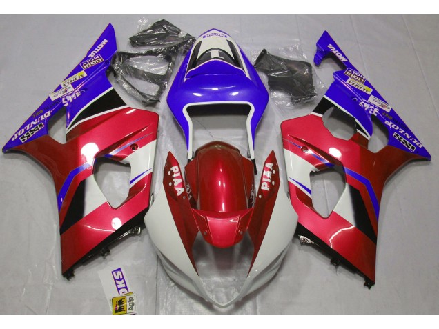Rojo Caramelo Brillante & Azul 03-04 Suzuki GSXR 1000 Carenado Rojo Caramelo Brillante & Azul 03-04 Suzuki GSXR 1000 Carenado