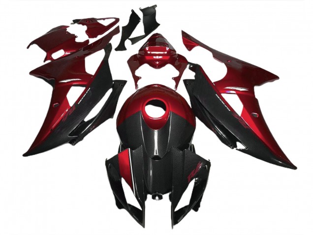 Rojo Con Estilo Fibra De Carbono 08-16 Yamaha R6 Carenado Rojo Con Estilo Fibra De Carbono 08-16 Yamaha R6 Carenado