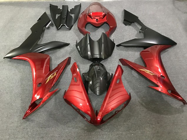 Rojo Granate & Estilo Fibra De Carbono 04-06 Yamaha R1 Carenado