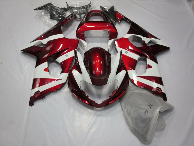 Rojo Intenso & Blanco 00-02 Suzuki GSXR 1000 Carenado Rojo Intenso & Blanco 00-02 Suzuki GSXR 1000 Carenado