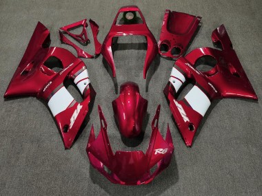 Rojo Intenso & Blanco 98-02 Yamaha R6 Carenado