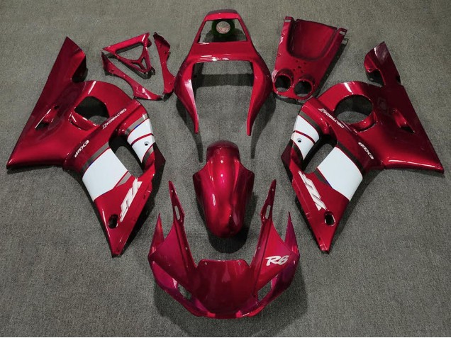 Rojo Intenso & Blanco 98-02 Yamaha R6 Carenado Rojo Intenso & Blanco 98-02 Yamaha R6 Carenado