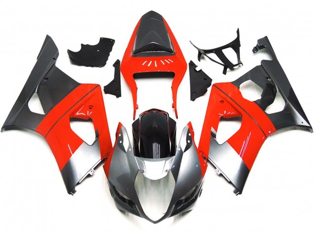 Rojo Liso & Plateado 03-04 Suzuki GSXR 1000 Carenado Rojo Liso & Plateado 03-04 Suzuki GSXR 1000 Carenado