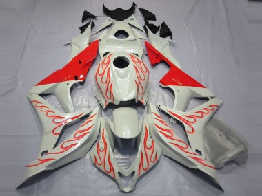 Rojo Llama Sobre Blanco 07-08 Honda CBR600RR Carenado