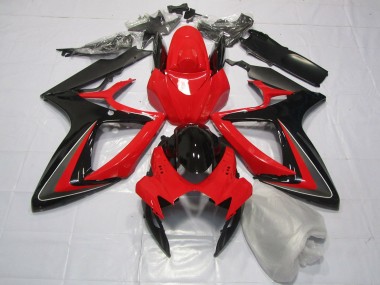 Rojo Negro & Gris 06-07 Suzuki GSXR 600-750 Carenado