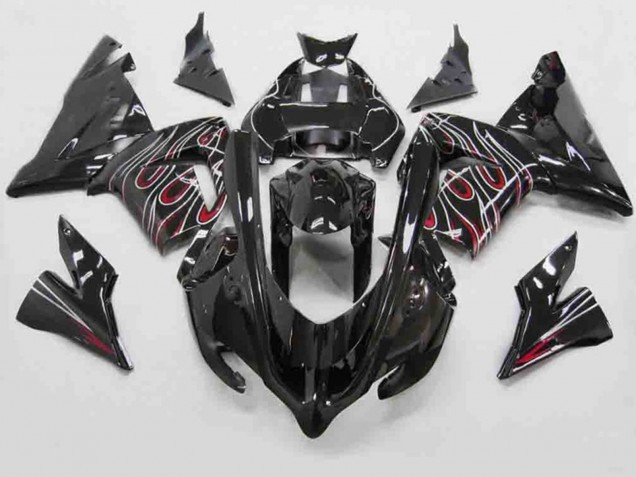 Rojo Negro Llama 04-05 Kawasaki ZX10R Carenado Rojo Negro Llama 04-05 Kawasaki ZX10R Carenado