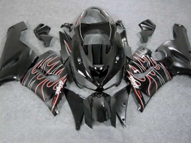 Rojo Negro Llama 05-06 Kawasaki ZX6R Carenado