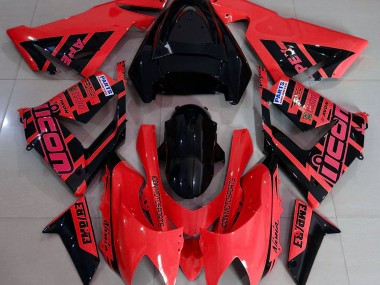 Rojo & Negro & Logotipos 04-05 Kawasaki ZX10R Carenado