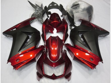 Rojo & Negro Mate 08-12 Kawasaki Ninja 250 Carenado