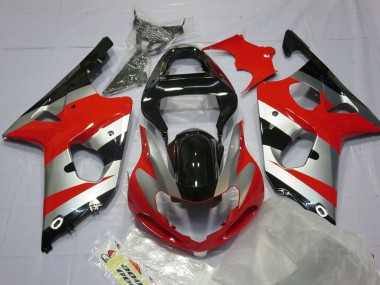 Rojo Plata & Negro 00-02 Suzuki GSXR 1000 Carenado