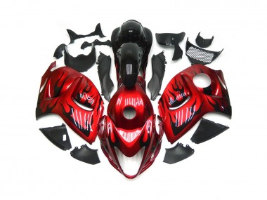 Rojo Vibrante Con Negro Llama 08-20 Suzuki GSXR 1300 Carenado