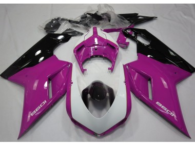Rosa Brillante & Blanco 07-14 Ducati 848 1098 1198 Carenado