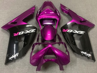 Rosa Brillante & Negro 03-04 Kawasaki ZX6R Carenado