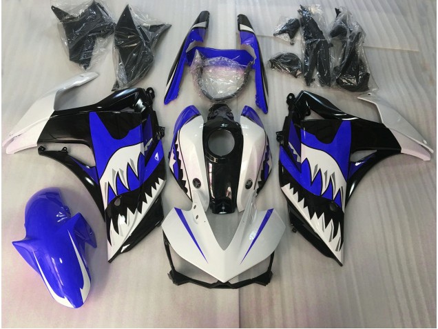 Tiburón Azul & Blanco 15-18 Yamaha R3 Carenado