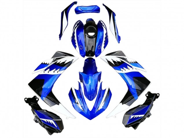Tiburón Blanco Azul & Negro 15-18 Yamaha R3 Carenado Tiburón Blanco Azul & Negro 15-18 Yamaha R3 Carenado