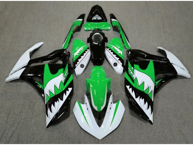 Tiburón Blanco & Verde 15-18 Yamaha R3 Carenado Tiburón Blanco & Verde 15-18 Yamaha R3 Carenado