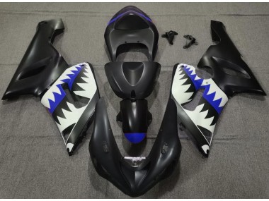 Tiburón Negro Mate & Azul 05-06 Kawasaki ZX6R Carenado
