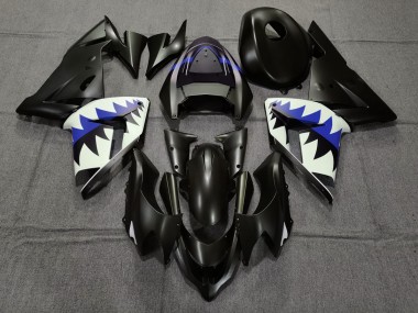 Tiburón Negro Mate & Azul Oscuro 04-05 Kawasaki ZX10R Carenado