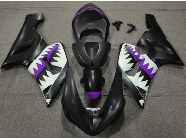 Tiburón Negro Mate & Morado 05-06 Kawasaki ZX6R Carenado