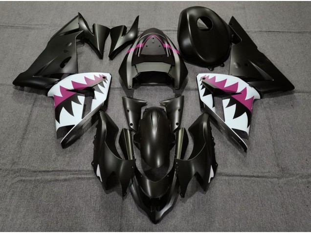 Tiburón Negro Mate & Rosa 04-05 Kawasaki ZX10R Carenado Tiburón Negro Mate & Rosa 04-05 Kawasaki ZX10R Carenado