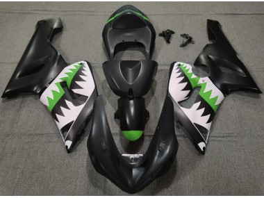 Tiburón Negro Mate & Verde 05-06 Kawasaki ZX6R Carenado