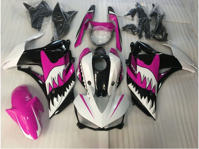 Tiburón Rosa & Blanco 15-18 Yamaha R3 Carenado Tiburón Rosa & Blanco 15-18 Yamaha R3 Carenado