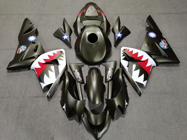 Tiburón Verde Militar 04-05 Kawasaki ZX10R Carenado Tiburón Verde Militar 04-05 Kawasaki ZX10R Carenado