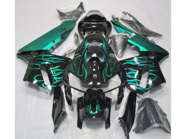 Verde Azulado Brillante Llama 05-06 Honda CBR600RR Carenado Verde Azulado Brillante Llama 05-06 Honda CBR600RR Carenado