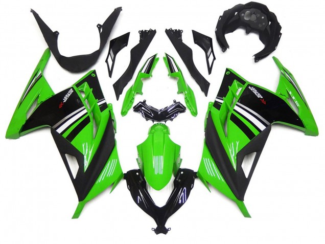 Verde Blanco & Negro Brillo 13-18 Kawasaki Ninja 300 Carenado Verde Blanco & Negro Brillo 13-18 Kawasaki Ninja 300 Carenado