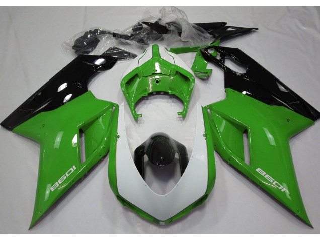 Verde Brillante & Blanco 07-14 Ducati 848 1098 1198 Carenado Verde Brillante & Blanco 07-14 Ducati 848 1098 1198 Carenado
