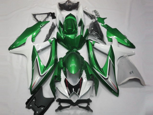 Verde Brillante & Blanco 08-10 Suzuki GSXR 600-750 Carenado