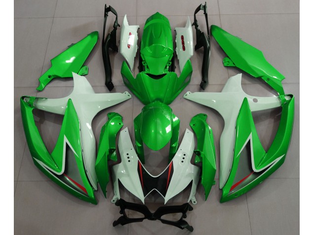 Verde Brillante & Blanco 08-10 Suzuki GSXR 600-750 Carenado Verde Brillante & Blanco 08-10 Suzuki GSXR 600-750 Carenado