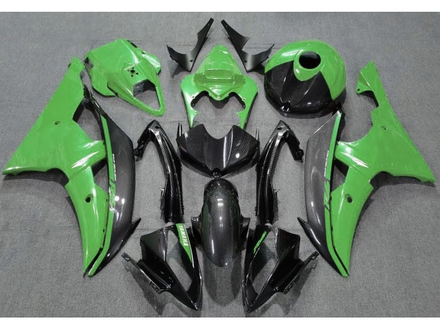 Verde Brillante & Fibra De Carbono 08-16 Yamaha R6 Carenado Verde Brillante & Fibra De Carbono 08-16 Yamaha R6 Carenado