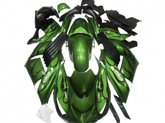Verde Brillante & Llama 06-11 Kawasaki ZX14R Carenado Verde Brillante & Llama 06-11 Kawasaki ZX14R Carenado