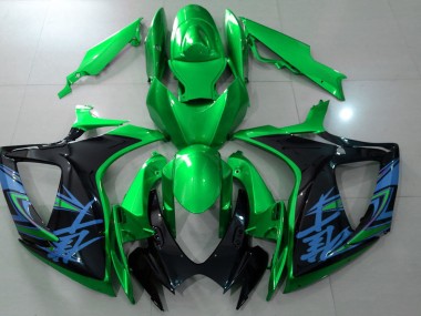 Verde Brillante & Negro 06-07 Suzuki GSXR 600-750 Carenado