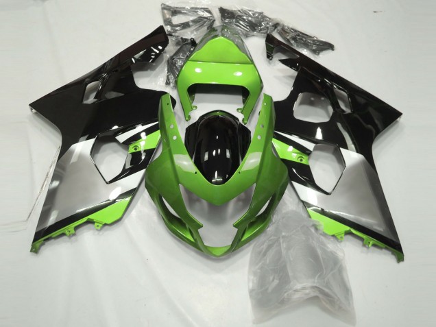 Verde Claro Plateado & Negro 04-05 Suzuki GSXR 600-750 Carenado Verde Claro Plateado & Negro 04-05 Suzuki GSXR 600-750 Carenado