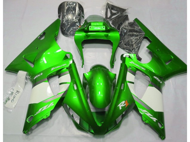 Verde Eléctrico & Blanco 00-01 Yamaha R1 Carenado Verde Eléctrico & Blanco 00-01 Yamaha R1 Carenado
