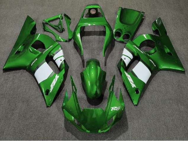 Verde Intenso & Blanco 98-02 Yamaha R6 Carenado Verde Intenso & Blanco 98-02 Yamaha R6 Carenado