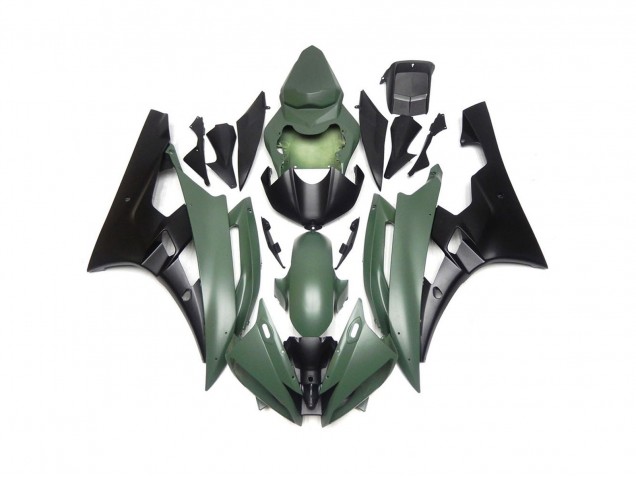Verde Mate & Negro Personalizados 06-07 Yamaha R6 Carenado