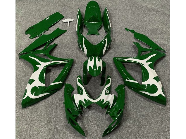 Verde Oscuro & Blanco 06-07 Suzuki GSXR 600-750 Carenado Verde Oscuro & Blanco 06-07 Suzuki GSXR 600-750 Carenado
